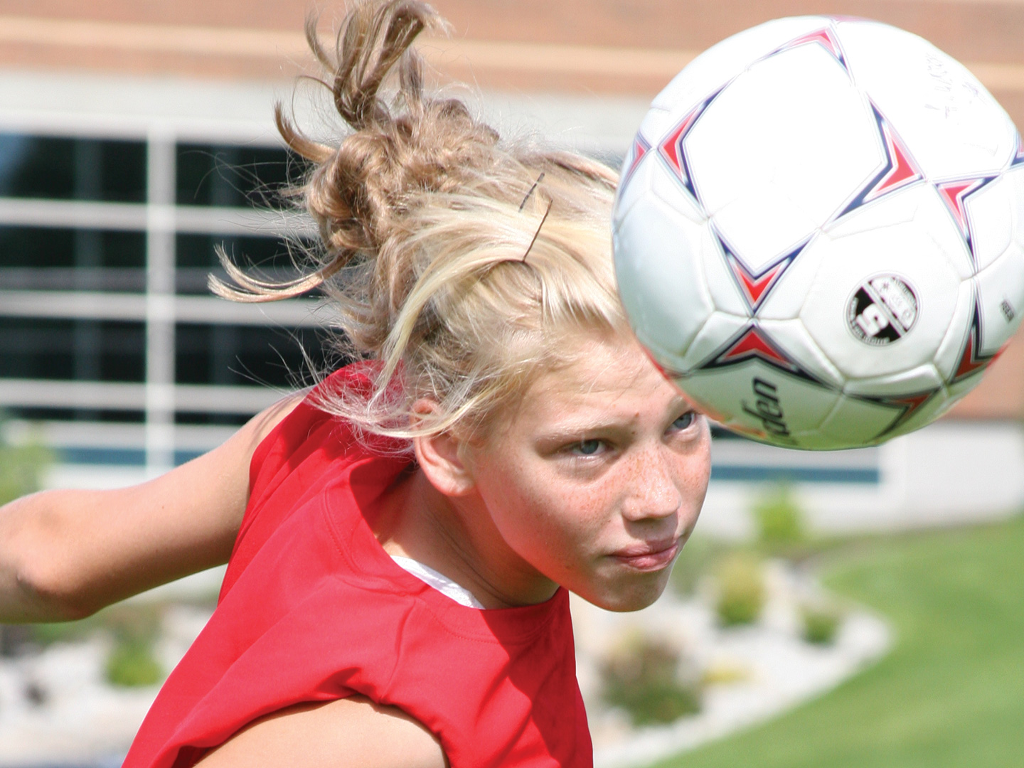 Girls Soccer Camp Heading the Ball