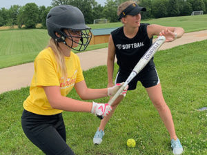Softball Camper at batting practice